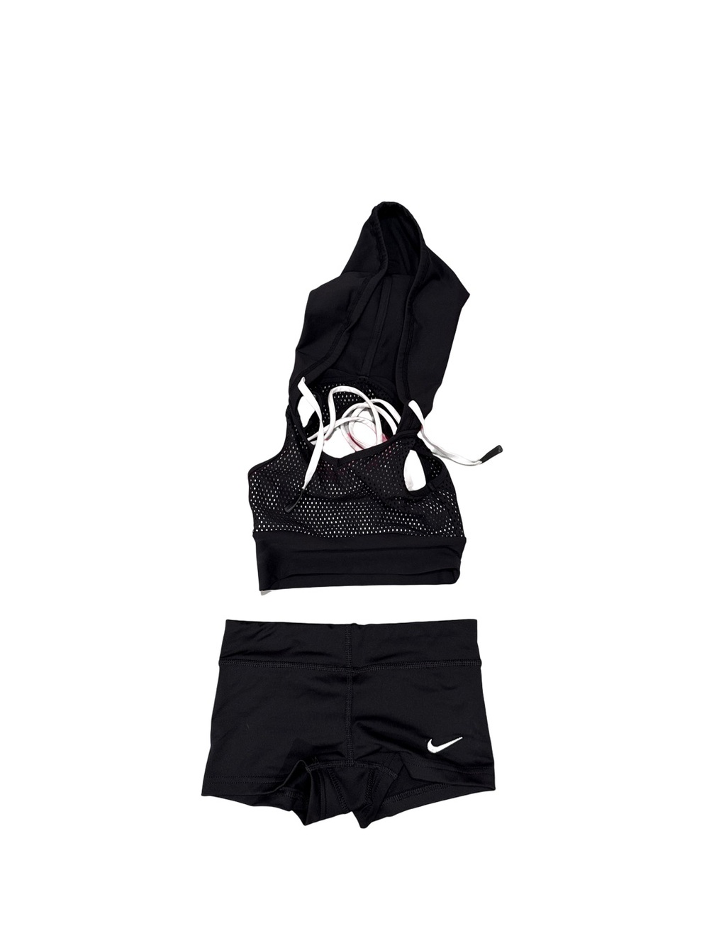 Nike Girls' Black Hooded Rashguard Swim Set with Shorts